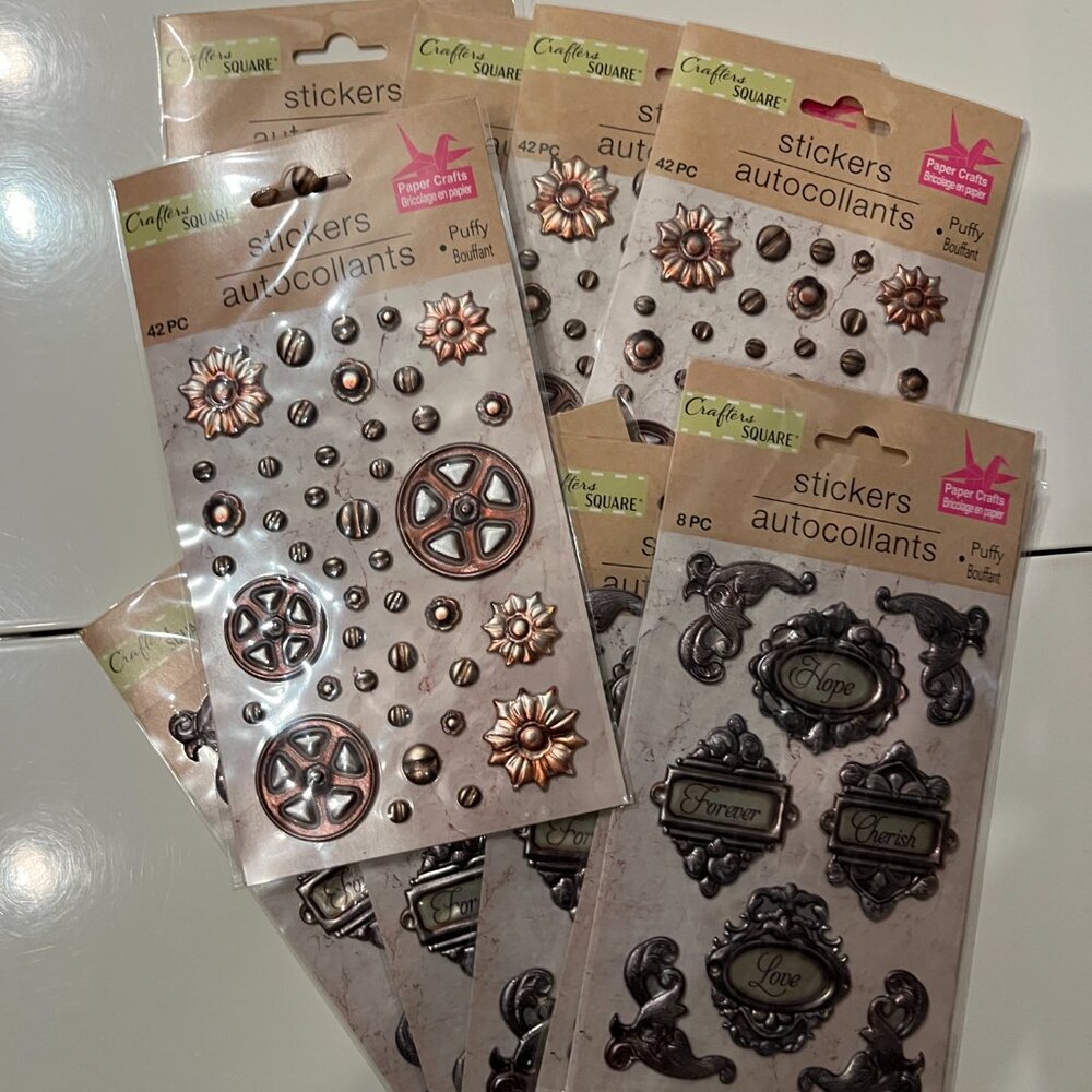 Puffy Stickers -  Ornate Frames Steampunk Industrial  (10‎ packs) NEW